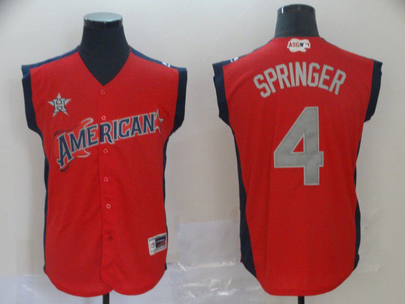 Men Houston Astros #4 Springer Red 2019 All Star MLB Jerseys